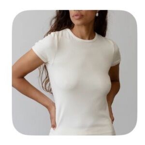 DONNI. Cream Short Sleeve Tee